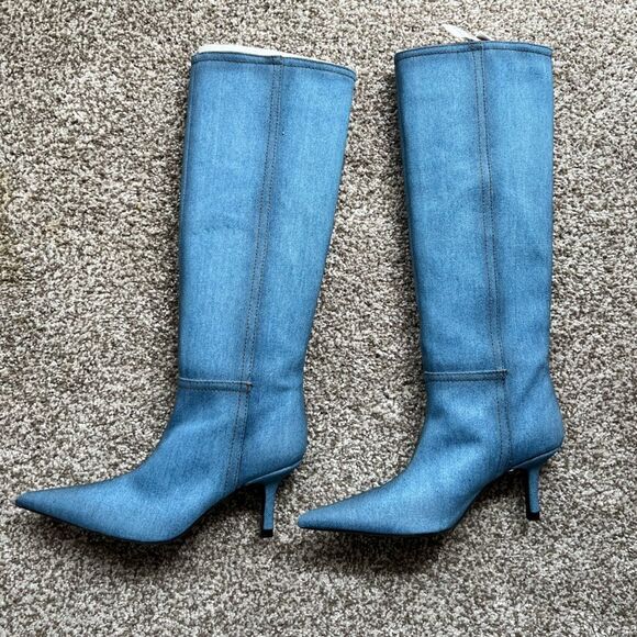 Zara knee high denim boots - Picture 7 of 9